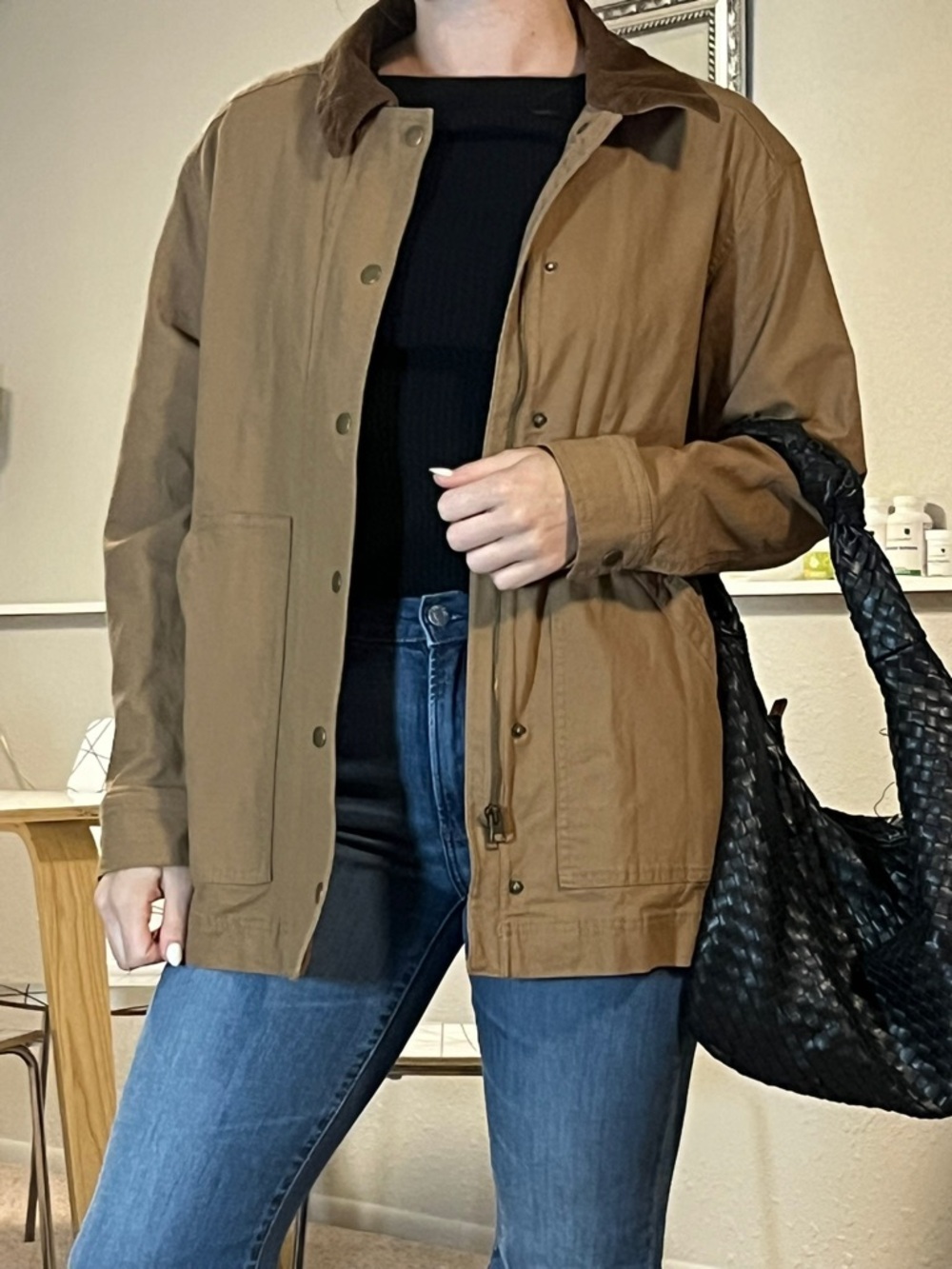 Old Navy Brown Utility Jacket with Corduroy Collar